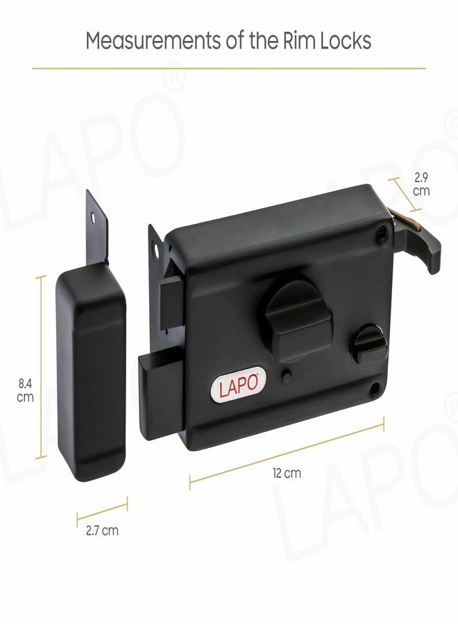 LAPO قفل حافة LAPO، مناسب للأبواب الرئيسية وأبواب الأمان، قفل مزلاج مزدوج شديد التحمل، مناسب للأبواب المفردة والمنزلقة وأبواب البوابات، لون أسود، 3 مفاتيح، مقبض قابل للعكس، ضمان 3 سنوات - Image 2